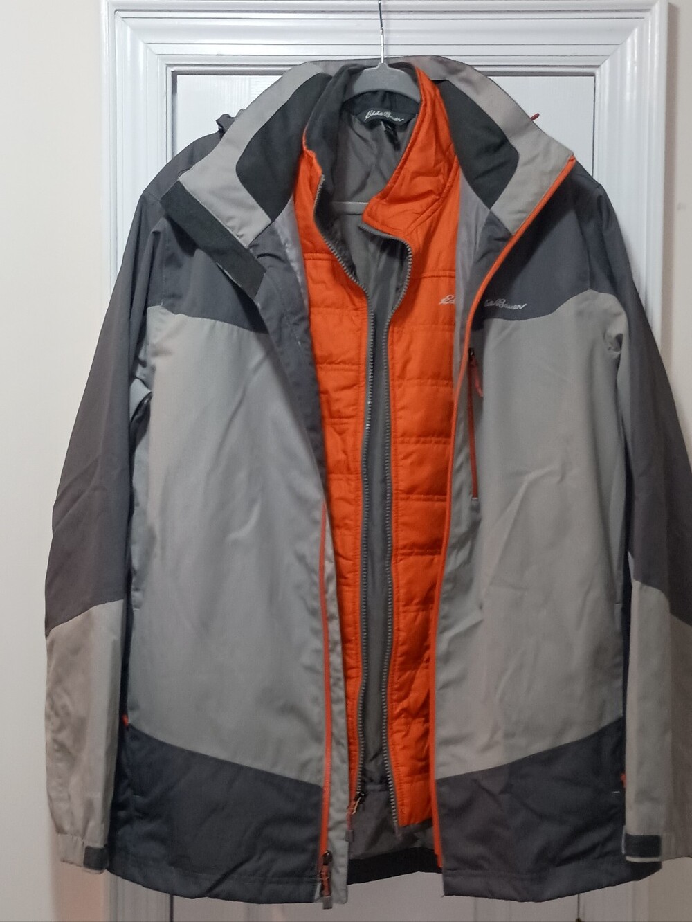 Eddie Bauer Men's Gray & Orange 3-in-1 Insulated Jacket Size Large